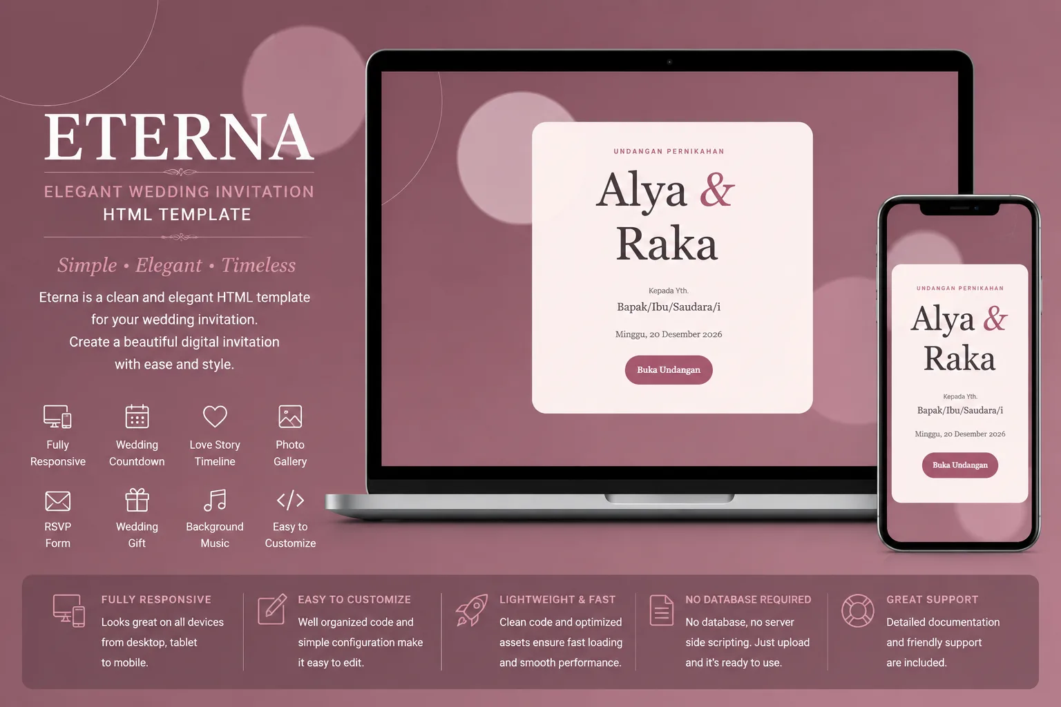 Eterna – Elegant Wedding Invitation HTML Template