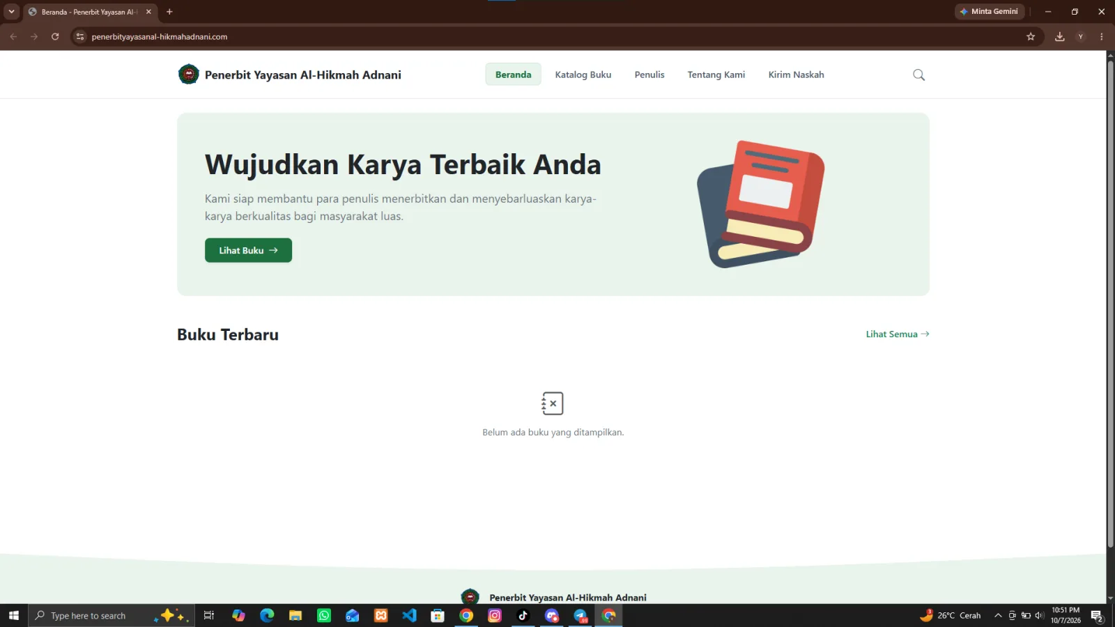Template Website Penerbit & Toko Katalog Buku Modern, Bersih, dan Responsif