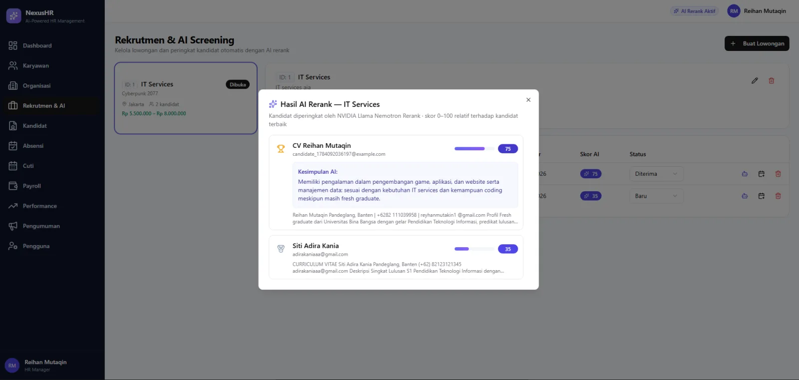 NexusHR - Modern HR System dengan Rekrutmen AI dan Sistem Absensi Pegawai