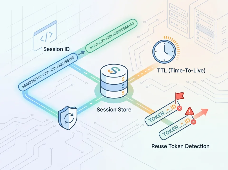 Session Store Aman: Rotasi ID, TTL, dan Deteksi Reuse Token