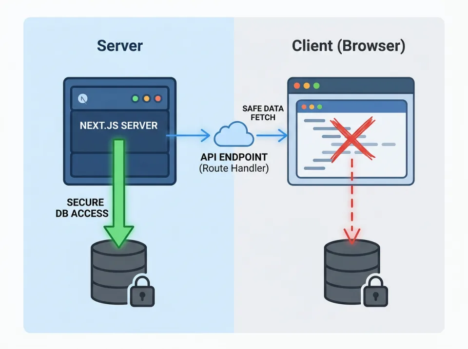Perbedaan Akses Database di Server dan Client pada Next.js 16