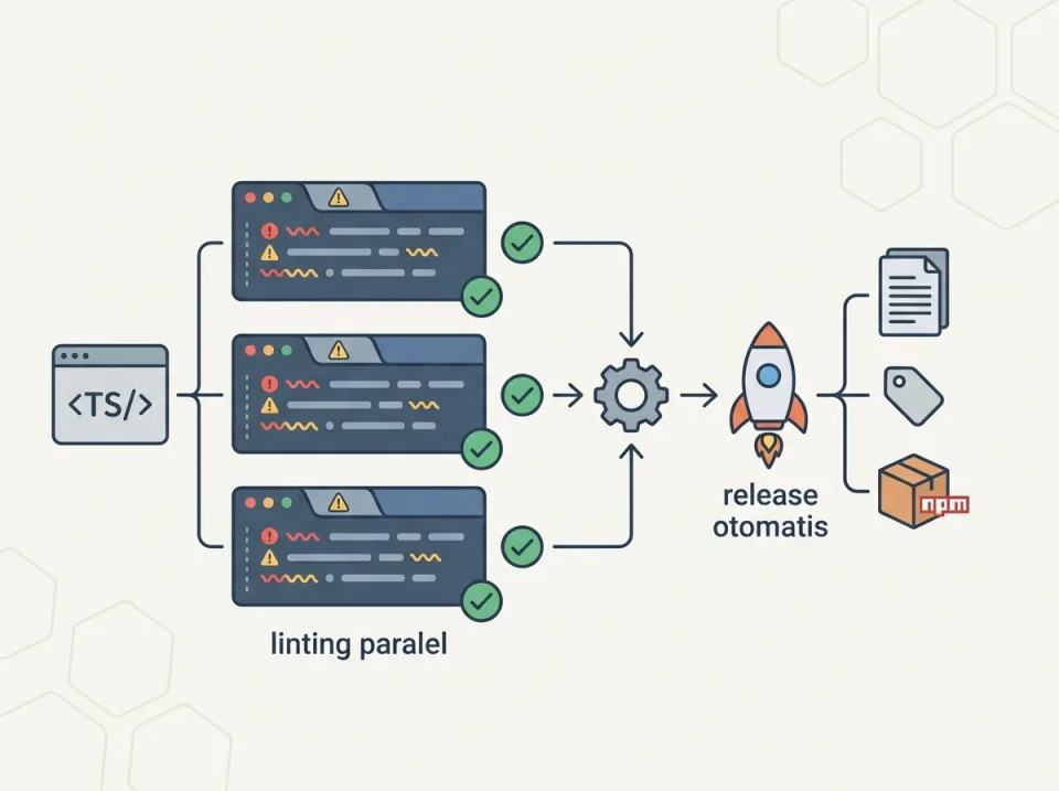 Linting paralel dan release otomatis di CI untuk monorepo TypeScript